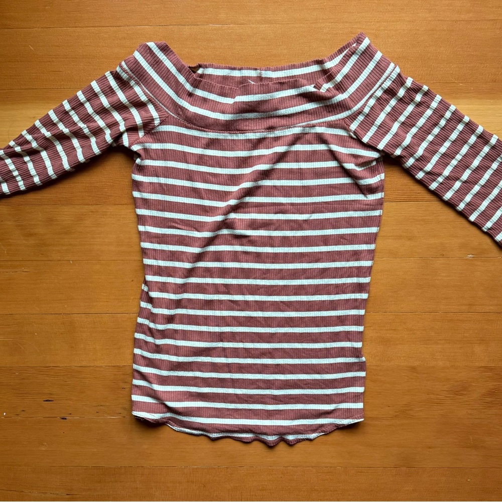 We The Free Rust and Cream Striped Top